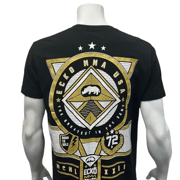 ECKO UNLTD MMA World Champion Raw and Uncut 1972 Black Yellow Rino T-Shirt Large - Picture 6 of 9